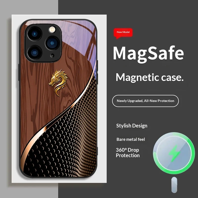 IPhone16 Mobile Phone Case Animal Design Magnetic Wood Grain