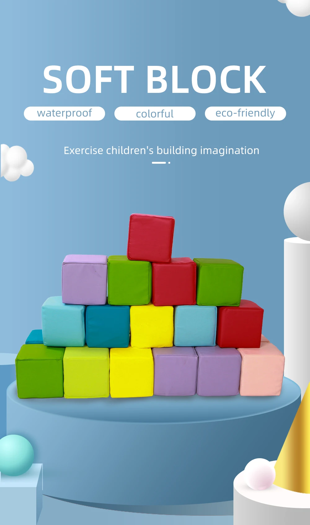 Colorful Cube Foam Blocks Soft Foam For Children Play And Training