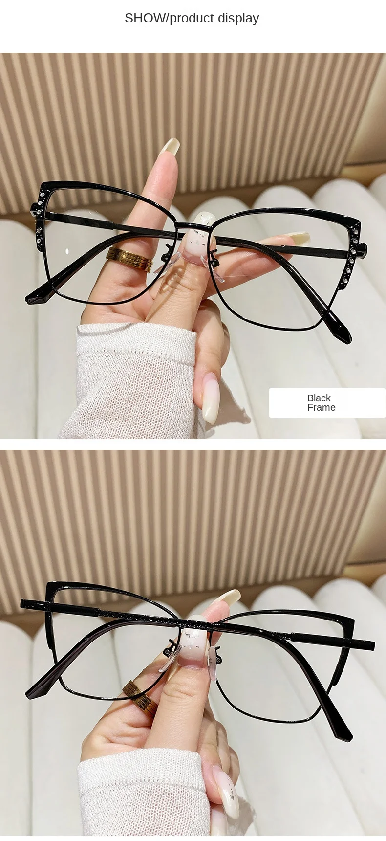 9038 Fashion Photochromic Anti-blue Light Glasses Retro Cat Eye Dot ...