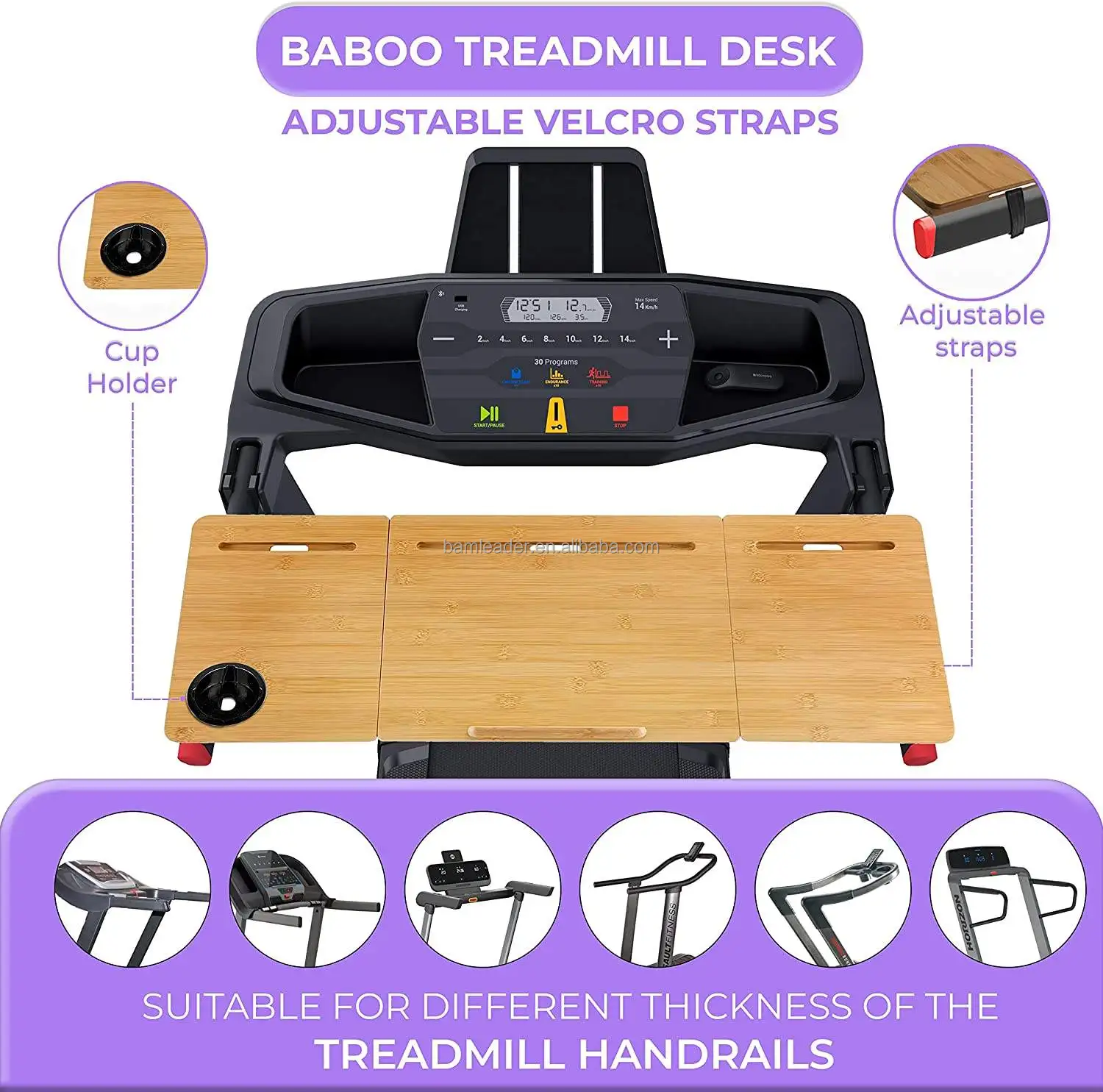 Customizable Bamboo Treadmill Desktop Adjustable Desktop Computer Tray