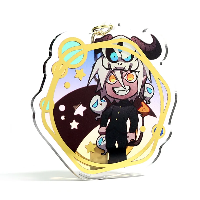 Vograce Pro Custom Cartoon Anime Character Customized Transparent Clear Epoxy Glitter Key Ring Hot Stamping Acrylic Keychains