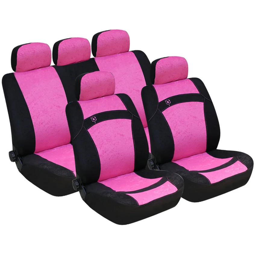 Universal pink Toweling Cloth Car Seat Covers Full Set Front and Rear Split  Bench Car Seat Cover for Passenger Cars for Women