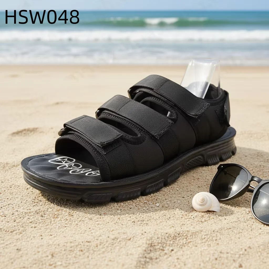 LXG,Roman Style Black Men Massage Anti-slip Beach Shoes Open Toe Design Oversize Breathable Summer Sandals for Sale HSW048