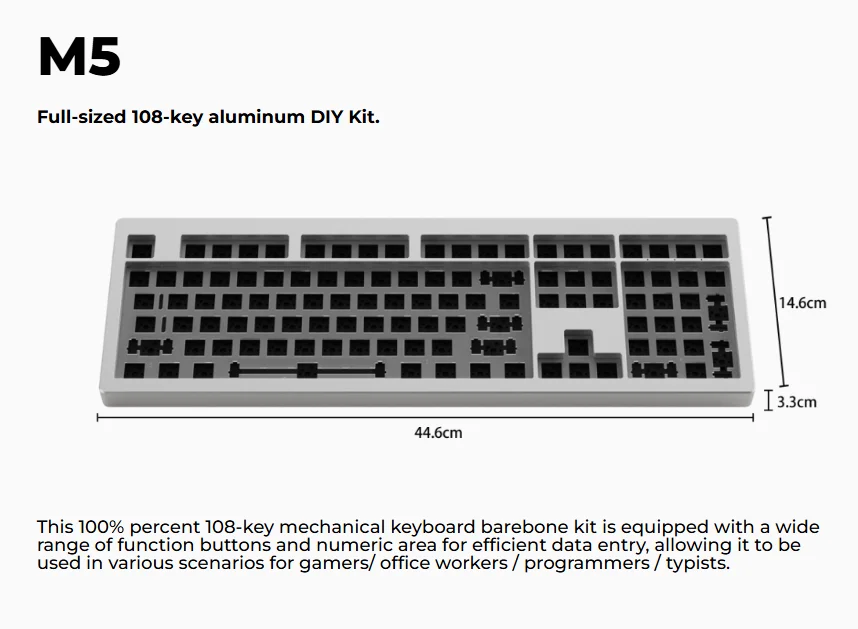 Monsgeek M5 QMK Wired Mechanical Keyboard Kit, 108-Key RGB