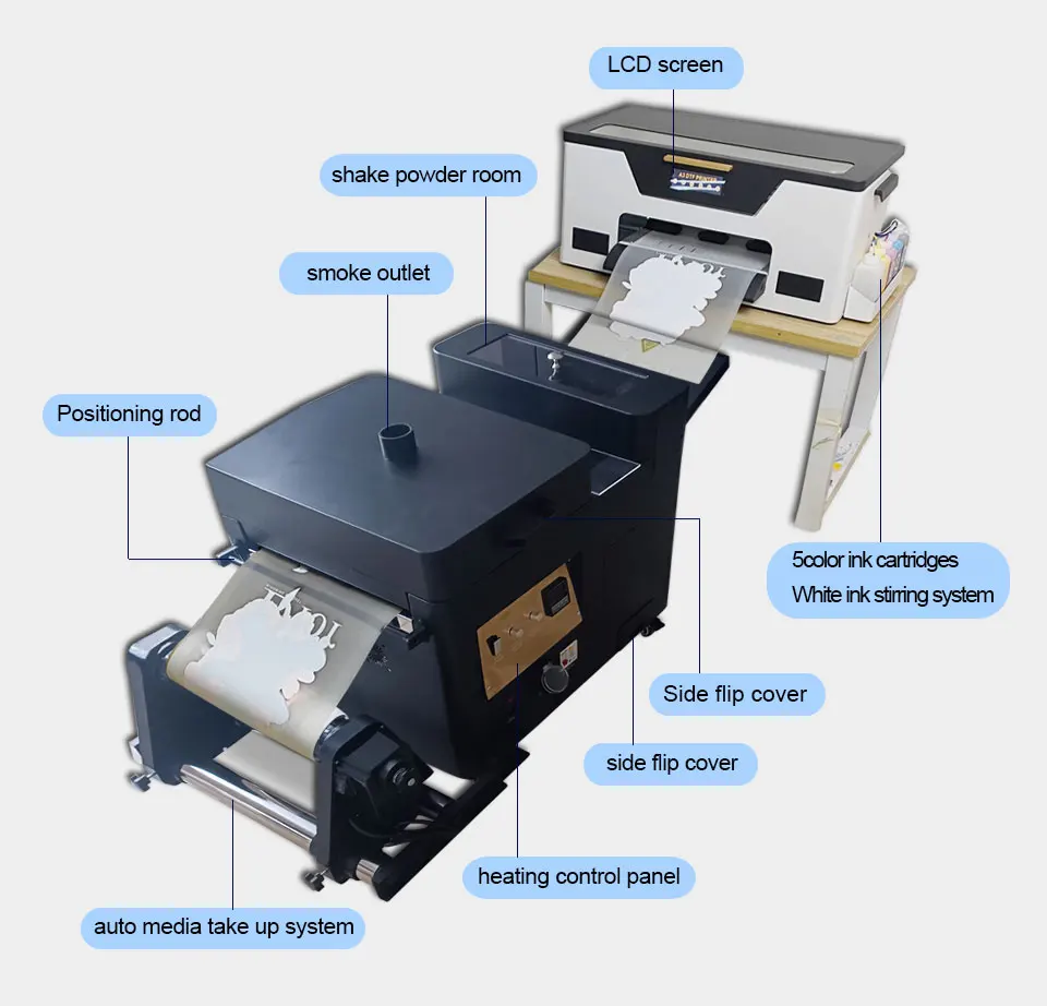 Latest A3 Xp600 Print Head with Shaking Powder Machine Pet Film 30cm DTF Printing Machine