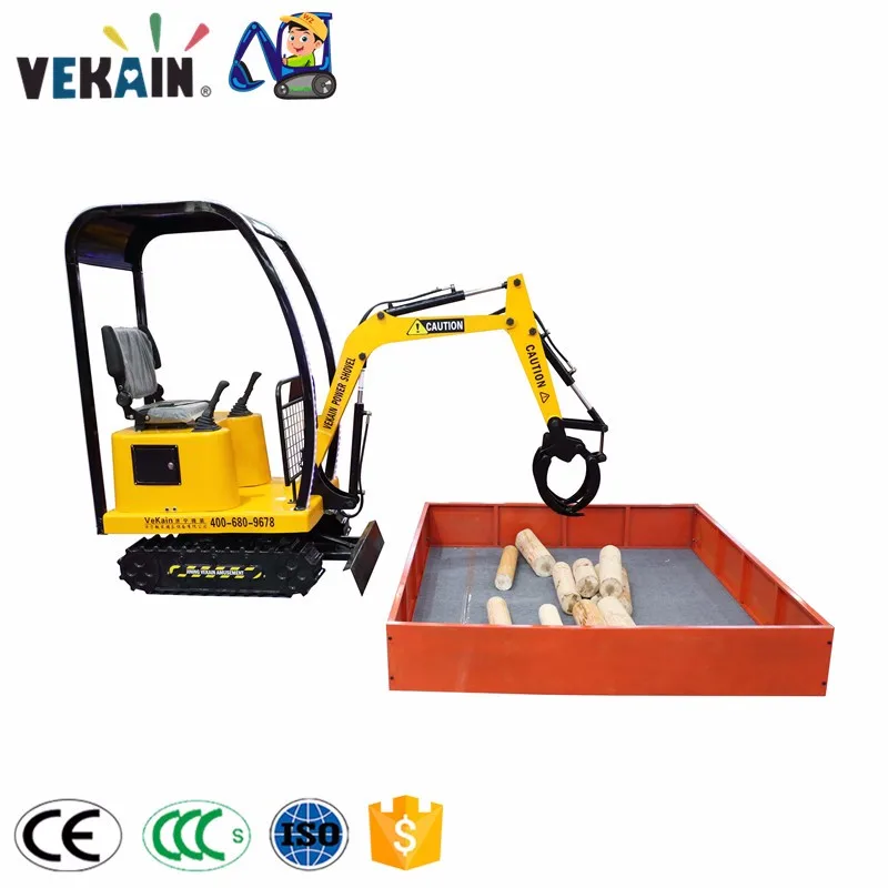 Yellow Mini Electric Coin-Operated Metal Crane for Children Indoor Timber Grab & Excav for Adventure Parks & Trampoline Parks