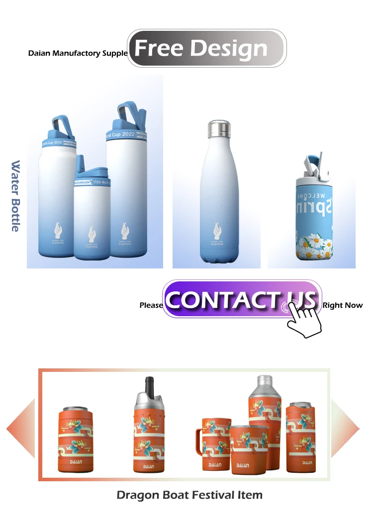 DAIAN Customized Vaccum Insulated Thermo Wide Mouth Sports Water Bottle Vacuum Flask Double Wall Stainless Steel Water Bottles