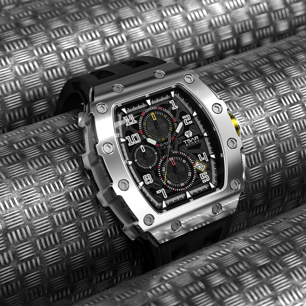 OEM & ODM Supported 5 ATM Diver Wristwatch for Business Silicone Band Mens Watches