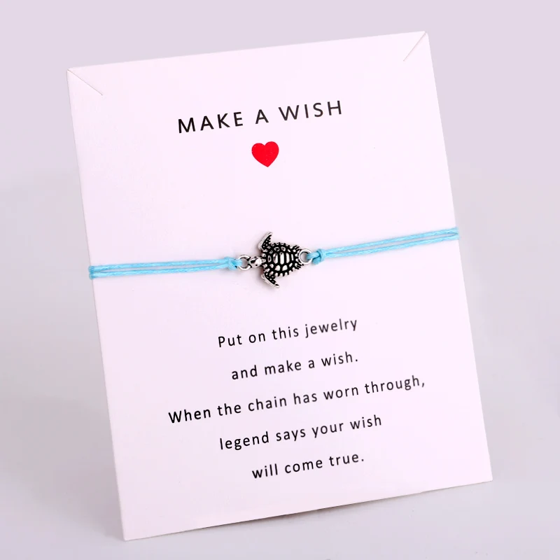 Регулируемый Шарм в виде зеленой морской черепахи, сделай пожелание, модные браслеты ручной работы