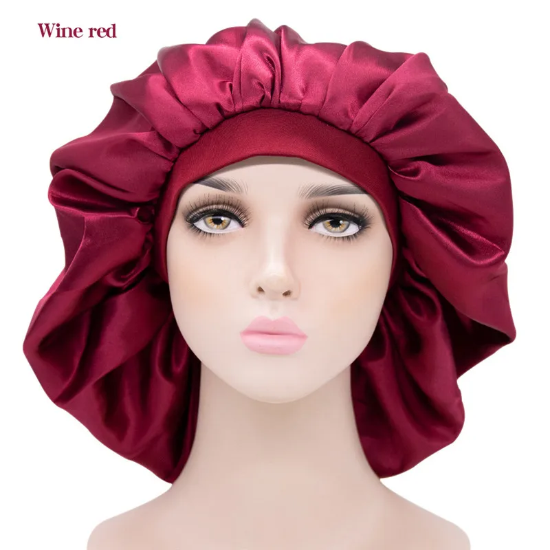 Silk Satin Hair Bonnet for Sleeping - Adjustable and Reversible