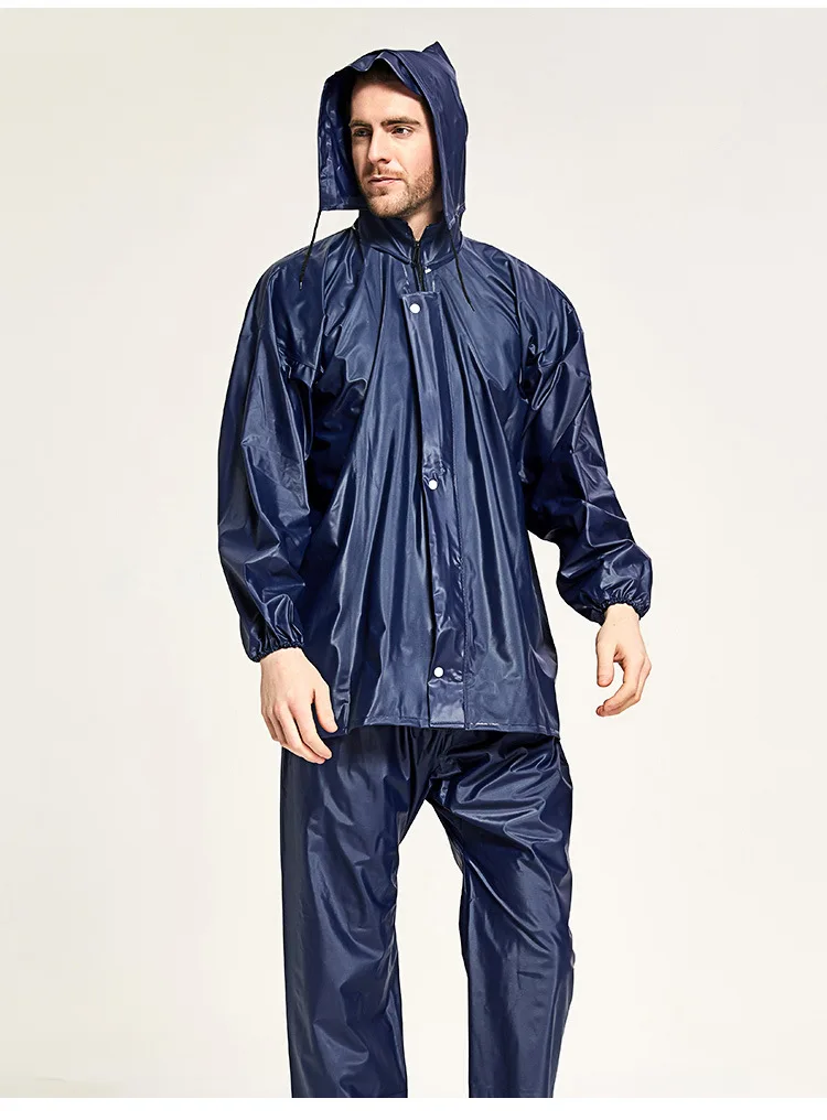 PVC Split Rain Coat Waterproof Motorcycle Suit XXL Size Plastic Rain Jacket Pants Outdoor Windproof Logo Printed Travel Style