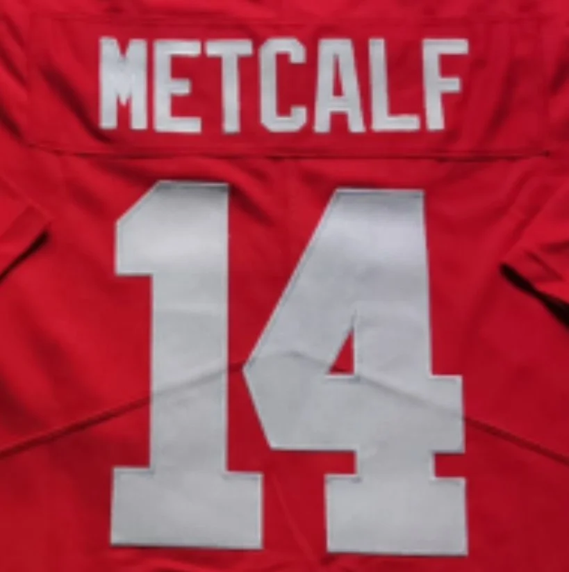 Source DK Metcalf Red Stitched American College Football Jersey on