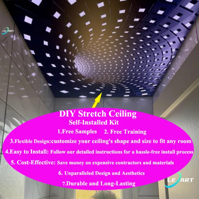 LeArt Modern Pvc Plafond Film False Art 3d Sky on Cloud Mural Ceiling Wallpaper for Tiny House