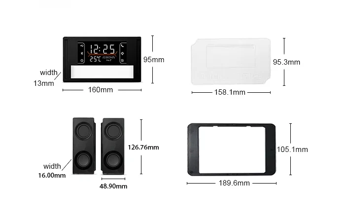 12V Touch Sensor Switch With Bluetooth& Defogging&Time Temperature Display function and Two Speakers for Bathroom LED Mirror