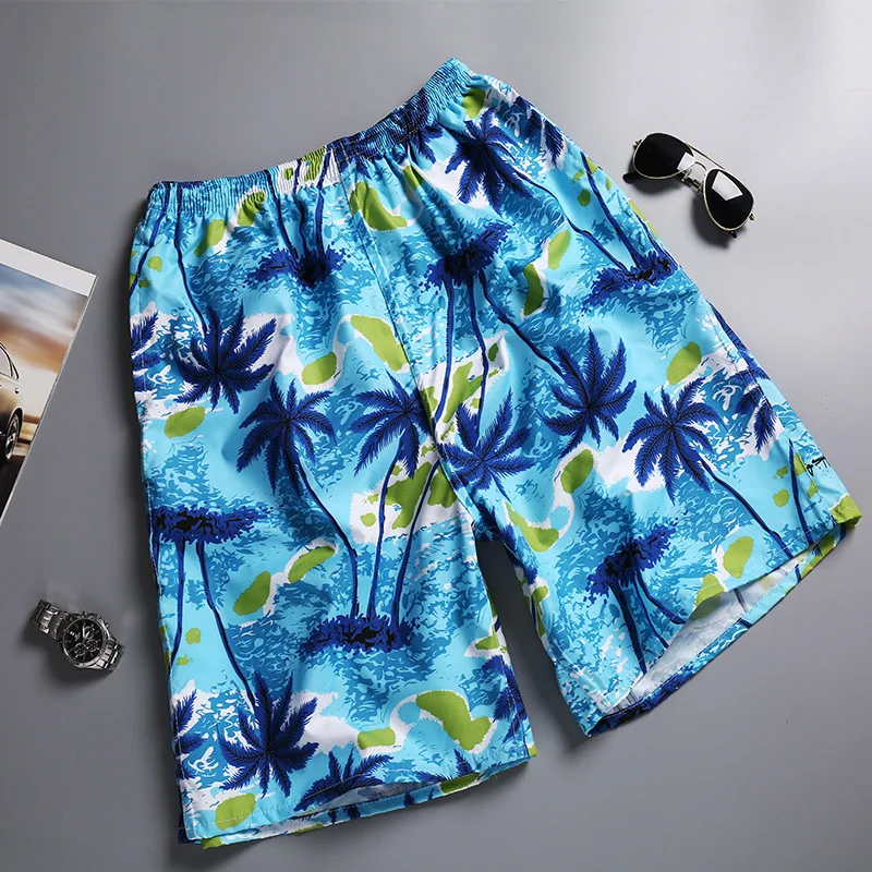 Summer casual polyester coconut tree printing mens oversize sports beach pants men's shorts325_voghion.com