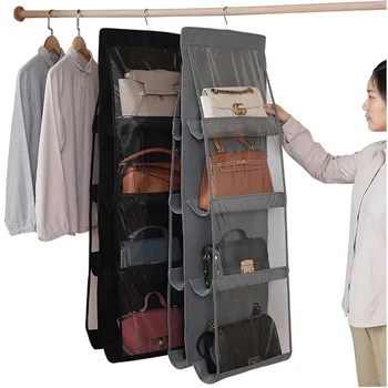 Mj Hanging Handbag Organizer For Wardrobe Closet Transparent Storage ...