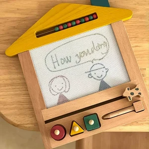 2026 New Montessori Children's Wooden Cartoon Erasable Magnetic Drawing Board Game Educational Painting Art Gift Toys for Kids