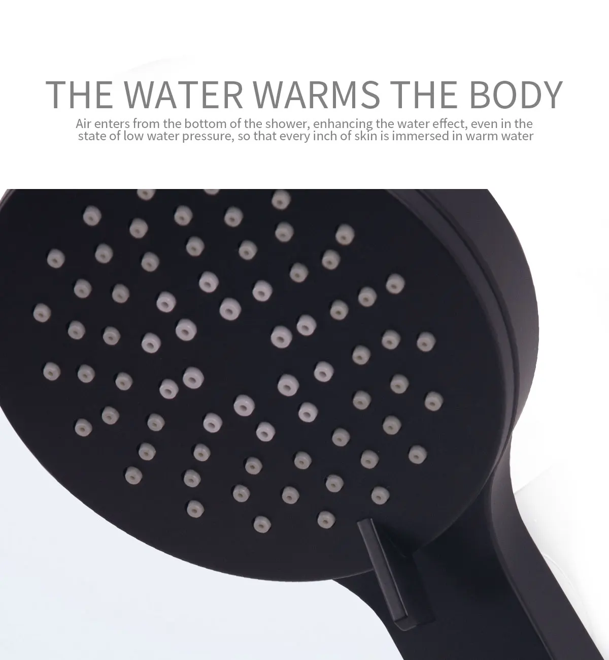 Modern Brass Round Dual Function Bar Valve Shower System - Black details
