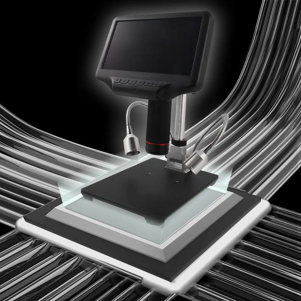 Цифровой микроскоп AD407 Andonstar 270X 4MP, настраиваемый монитор с подставкой и ЖК-экраном 7 дюймов