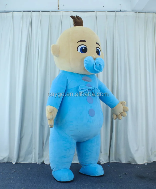 Adorable Blue Baby Mascot Costumes Customize Inflatable Plush boss Baby Boy Doll Mascot Costume 2m for Sale