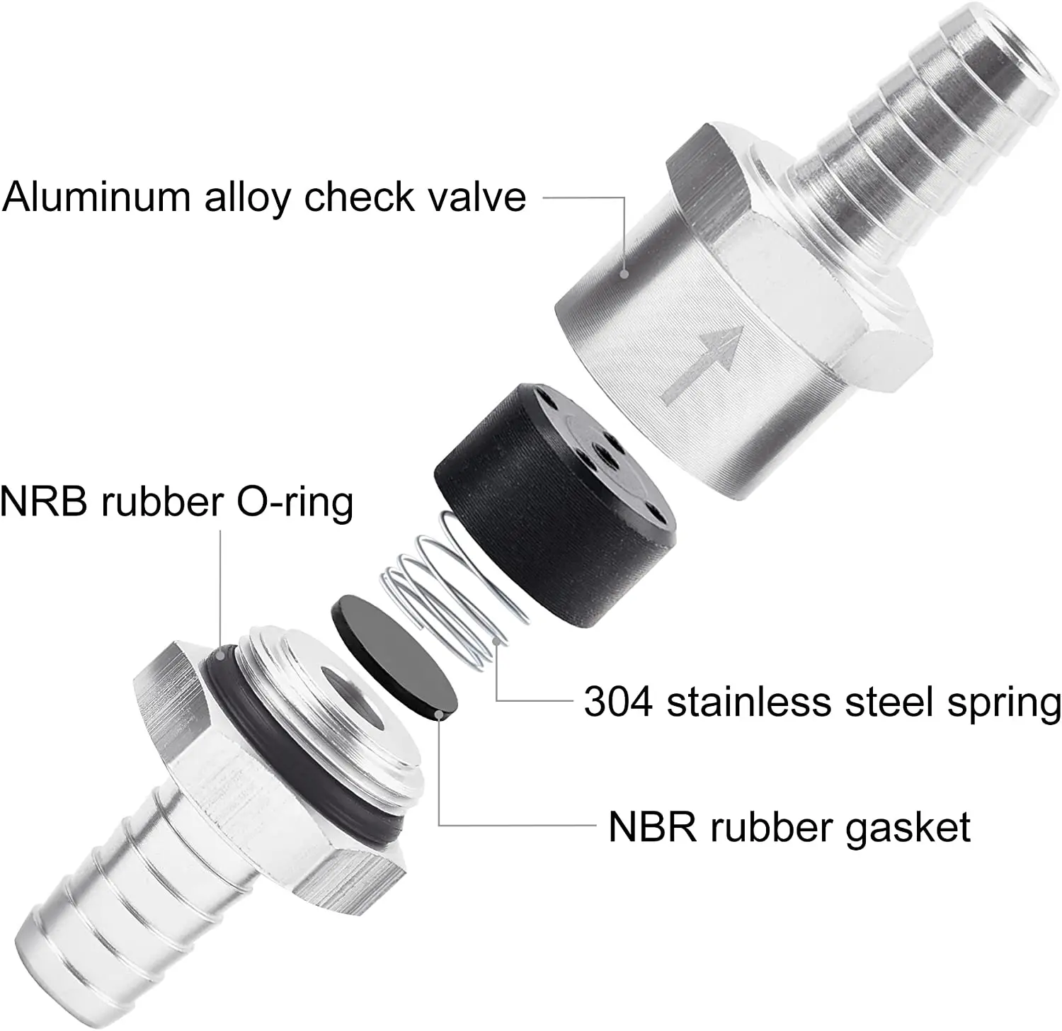4 Valvole Di Ritegno Unidirezionale 6mm - Per Aria, Acqua, Gas, In Plastica