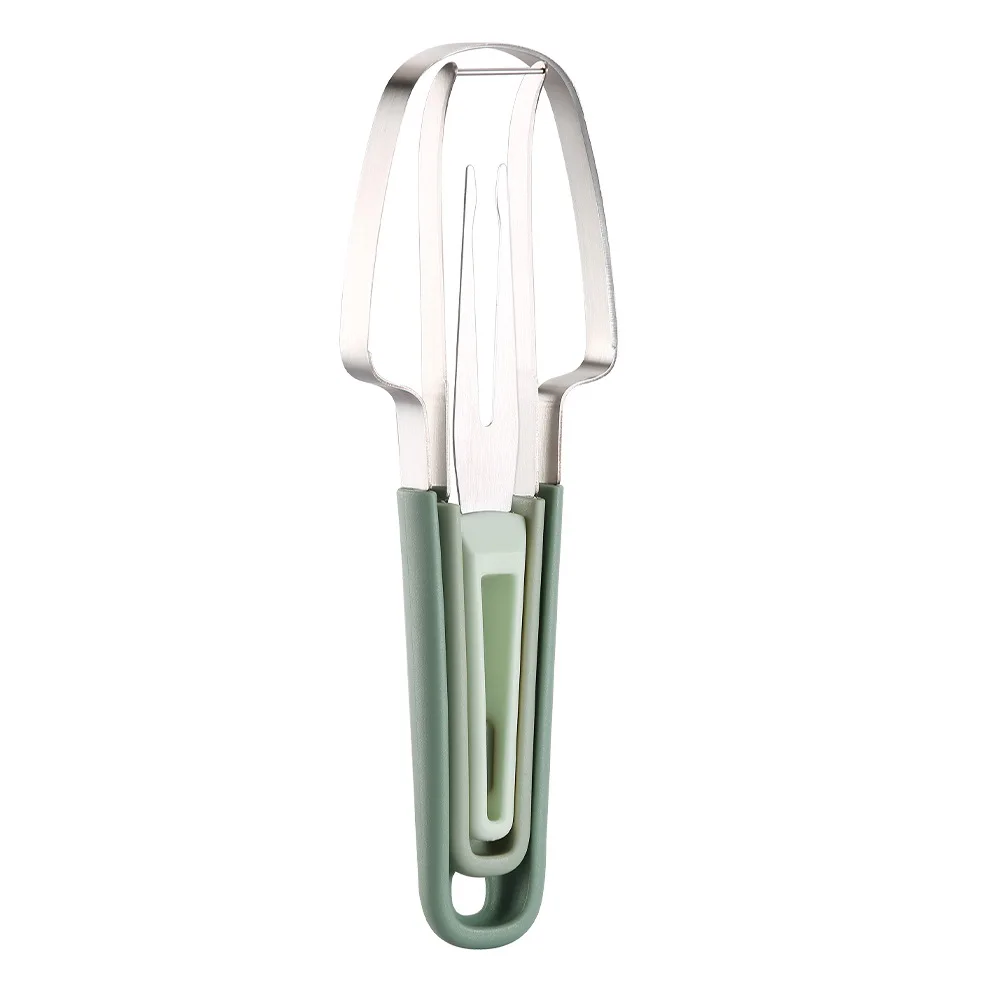 Hot Sale Watermelon Cutter Slicer Tool 2-in-1 Stainless Steel Fruit  Cutter and Non-slip PP  Fork Melon Slicer Kitchen Gadget