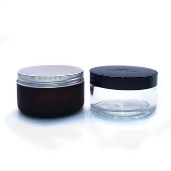 Wholesale 200ml Clear Amber Tall Round Glass Cosmetic Jars