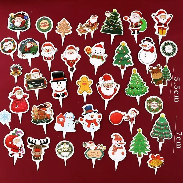 2025 Christmas Cake Decoration Kit - Advent Night Party Dessert Table Signboard Cake Topper