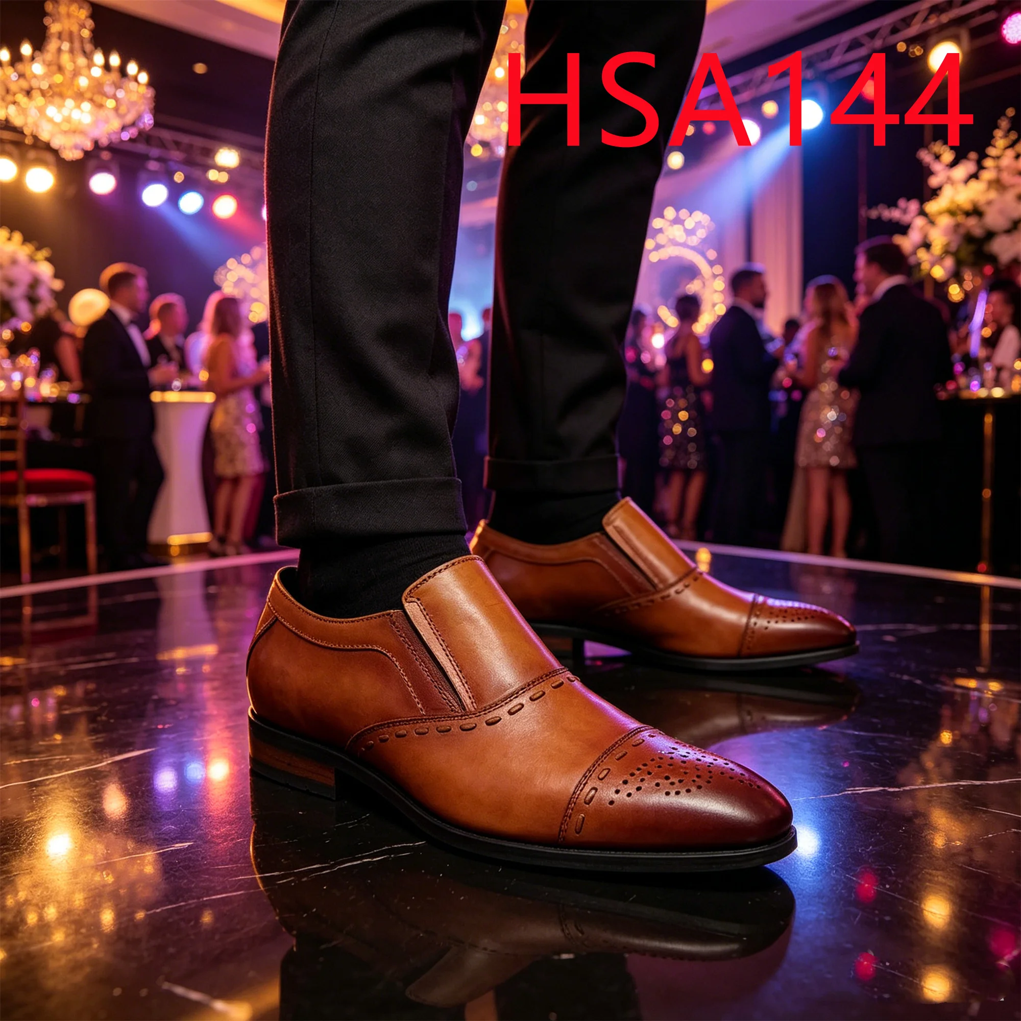 HY, Scarpe eleganti attuali con design a doppia articolazione, colore marrone, che uniscono stile e praticità; scarpe executive nere/marroni HSA144