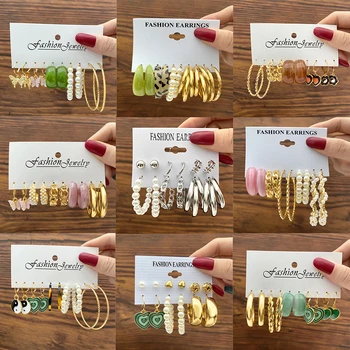 Fashion Pearl Butterfly Gold Hoop Earring Resin Love heart Pendant Drop Earrings for women Gift Jewelry Accessories