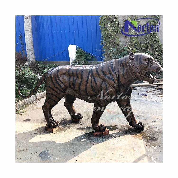リアルな虎の彫刻｜庭や公園の装飾に最適な銅製像販売