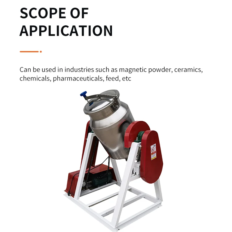 600L model dobbelt kegle rustfrit stål omrører Premix blender maskine tromler Kemisk tromle mixer til mad