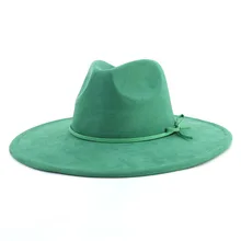 Wholesale Suede Fedora Hat Wide Brim Women Fashion Formal Party Outdoor Casual Dress Vintage Jazz Panama Cap