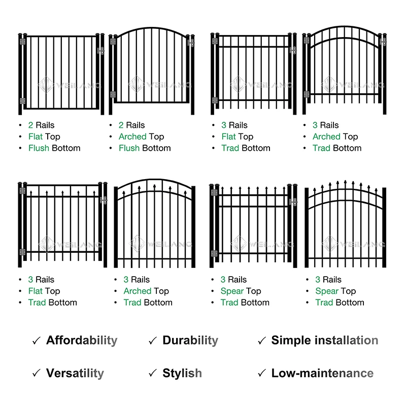 Eco Safety Friendly and Well Designed Powder Coated Black Swimming Pool Fence Perforated Brackets Aluminum Pool Fence with Gate