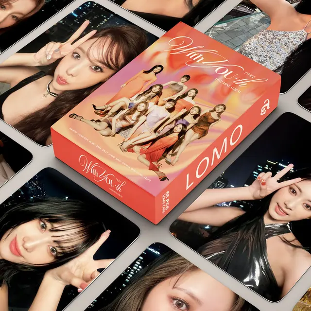 55Pcs/Set KPOP TWICE With You-th Album Boxed Photocards Chaeyoung Mina Nayeon Lovely Selfie Two Sides Lomo Cards Fans Collection