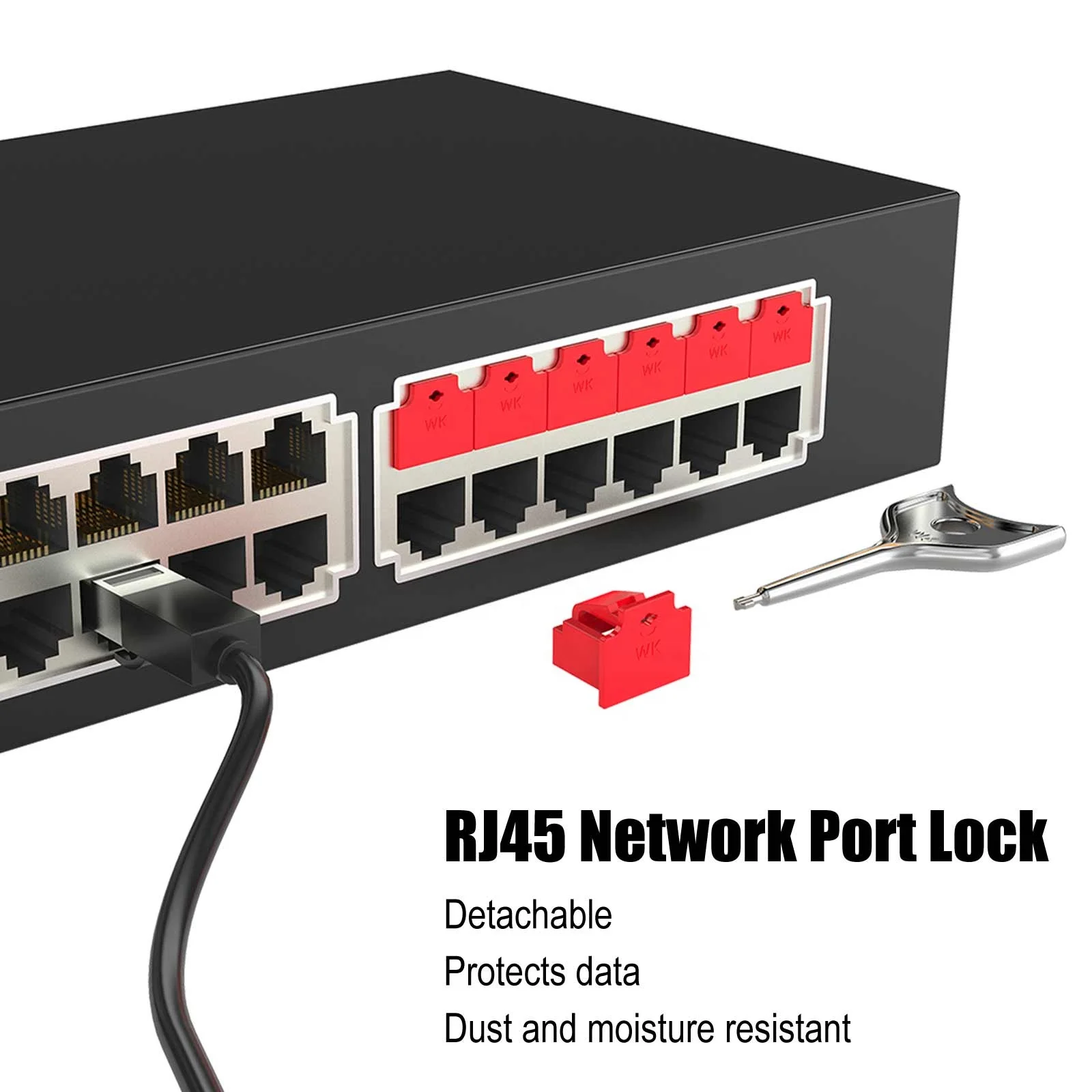 Locking RJ45 Port Dust Blocker with Key, Ethernet Port Lock, RJ45 Port Lock
