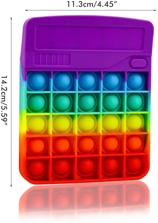 Calculator Rainbow Color Push Pops Bubbles Sensory Fidget Toys Autism Special Needs Stress Relief Tool Toy for Kids & Adults