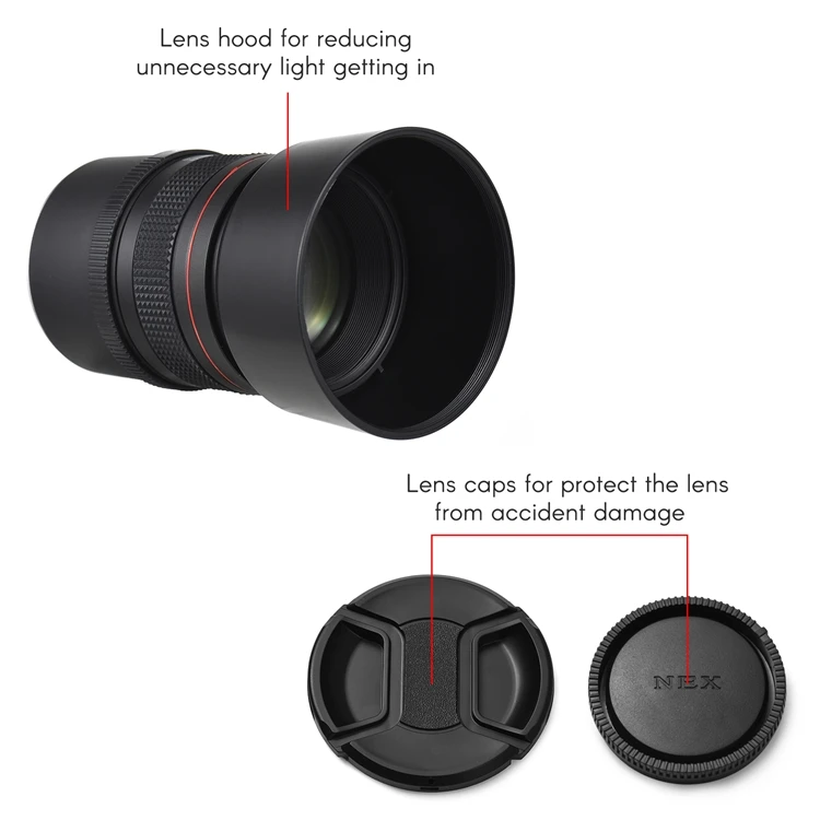 85mm F1.8 Telephoto Camera Lens Large Aperture Full Frame Portrait Cameras Lens Manual Focus For Sony E-Mount Cameras