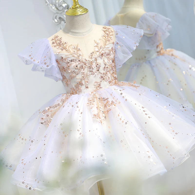 European Style Girl Wedding Dress For Kids Lovely Birthday Party Tutu Dresses For Girls 3-14 Years Old Sleeveless Made in China