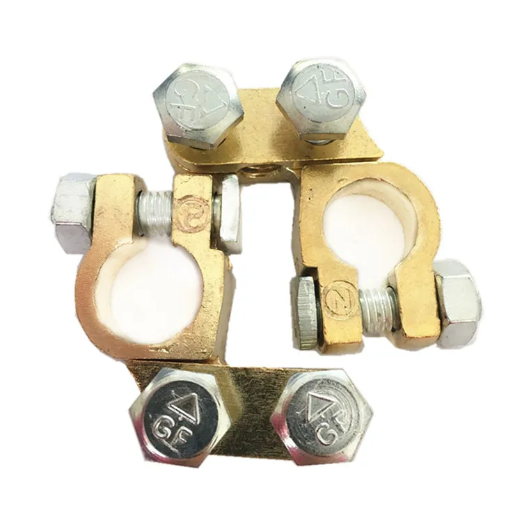 Ampper Brass Battery Terminal Connectors, Top Post Battery Terminals Clamp  Set for Marine Car Boat RV Vehicles (1 Pair)