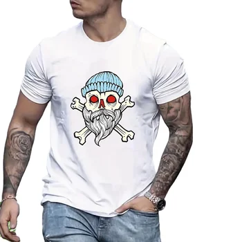 Fashion  White Man Tshirt with Skull Printing Tee Shirt to Print Your T-Shirt