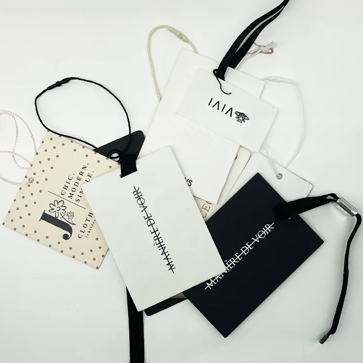 Clothes With Tags Custom Double Printing Name and Logo Garment Custom Thick Hang Tags ...