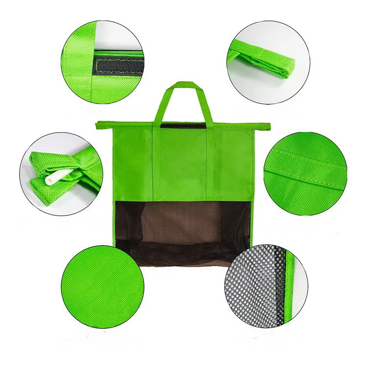 Set of 4 Reusable Shopping Bags Grocery Bags with Insulated Cooler Washable Grocery Cart Bags