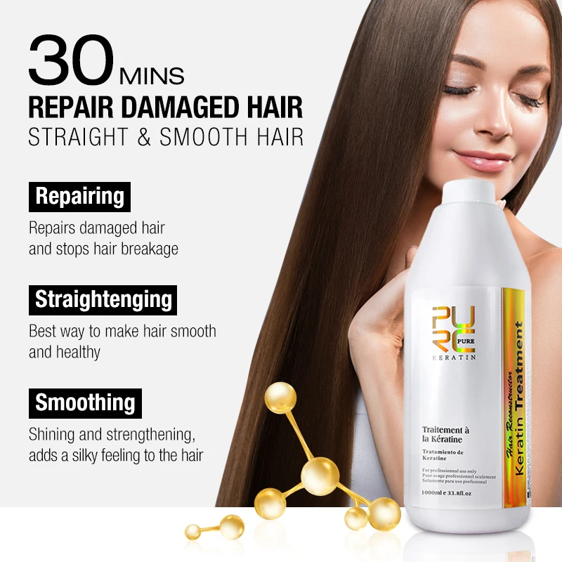Pure Brazilian Keratin Smoothing Hair Straightening Treatment PURC Keratin  Treatment Hair Smoothing Repair Hair Keratin