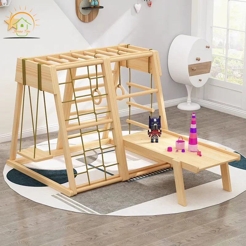 Деревянные детские комнатные альпинистские и игровые конструкции с треугольной рампой для лестницы в джунглях