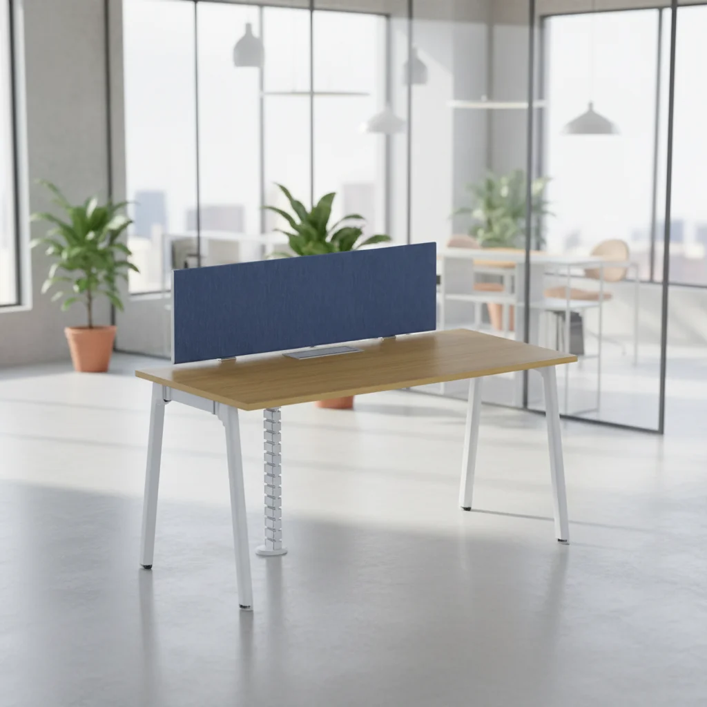 Office Desk System Aluminum Legs Foldable Convertible Privacy Screens Wood Frame Modern Workstation Configuration 5