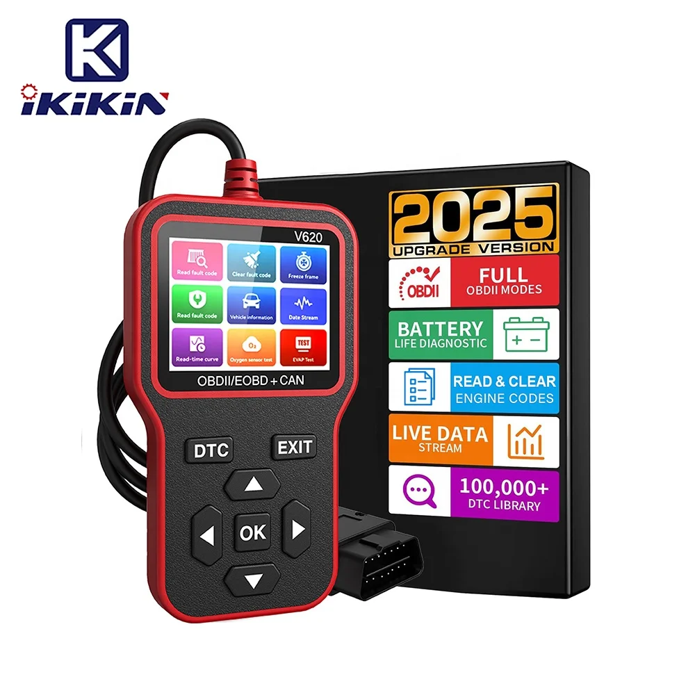 診断機 OBD2 V620 OBD2スキャナー 車用エンジン故障コードリーダー 12V診断ツール