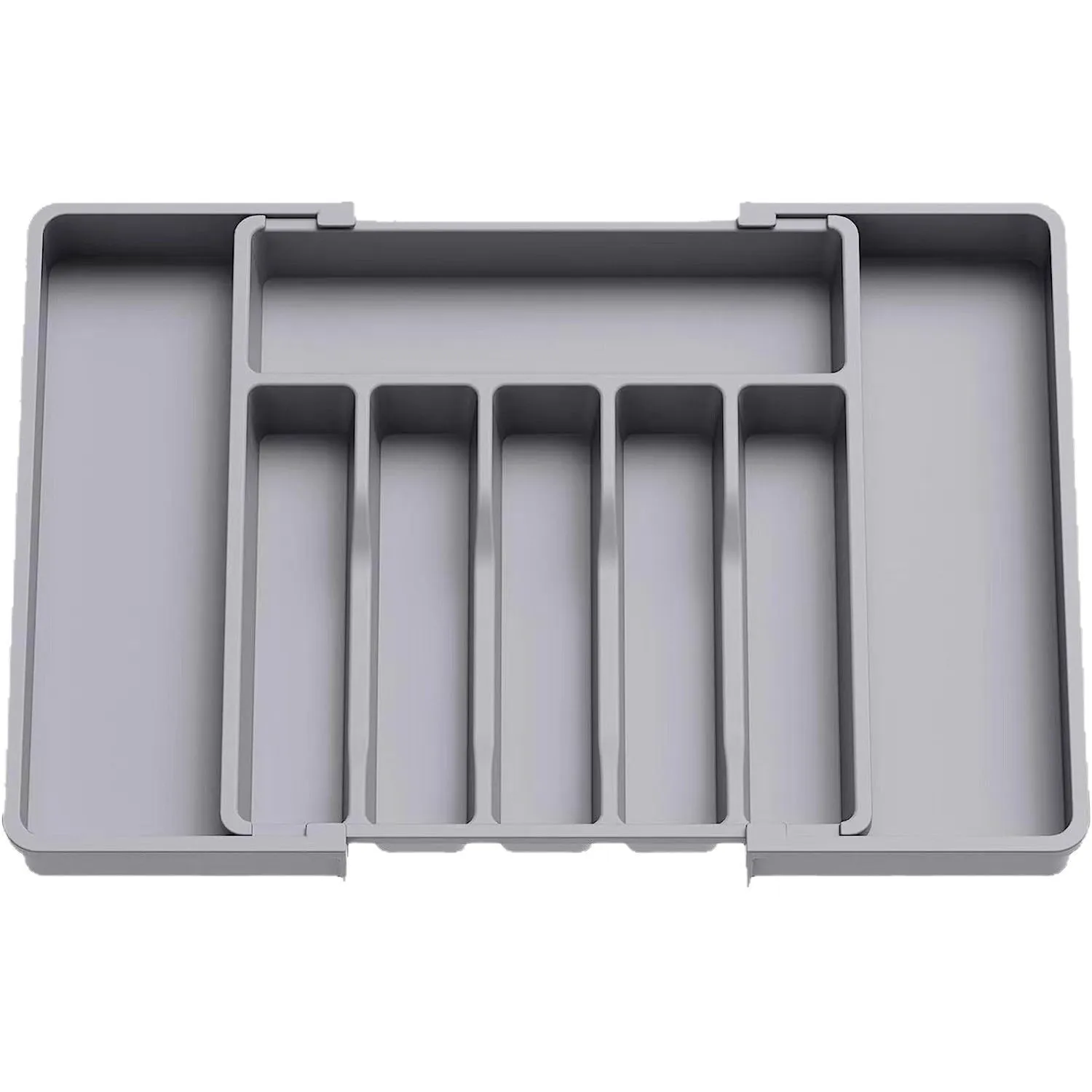 Caixa de Armazenamento Ajustável para Utensílios Domésticos, Suporte para Pratos e Talheres, Incorporado para Facas, Cor Prata, Caixa de Plástico