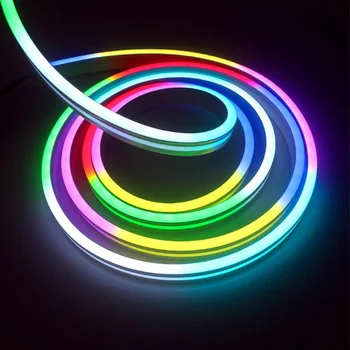 RGB Neon Lights Addressable RGBIC 12V 24V Color Changing LED Light Silicone Waterproof Smart LED Neon Rope Light Strip