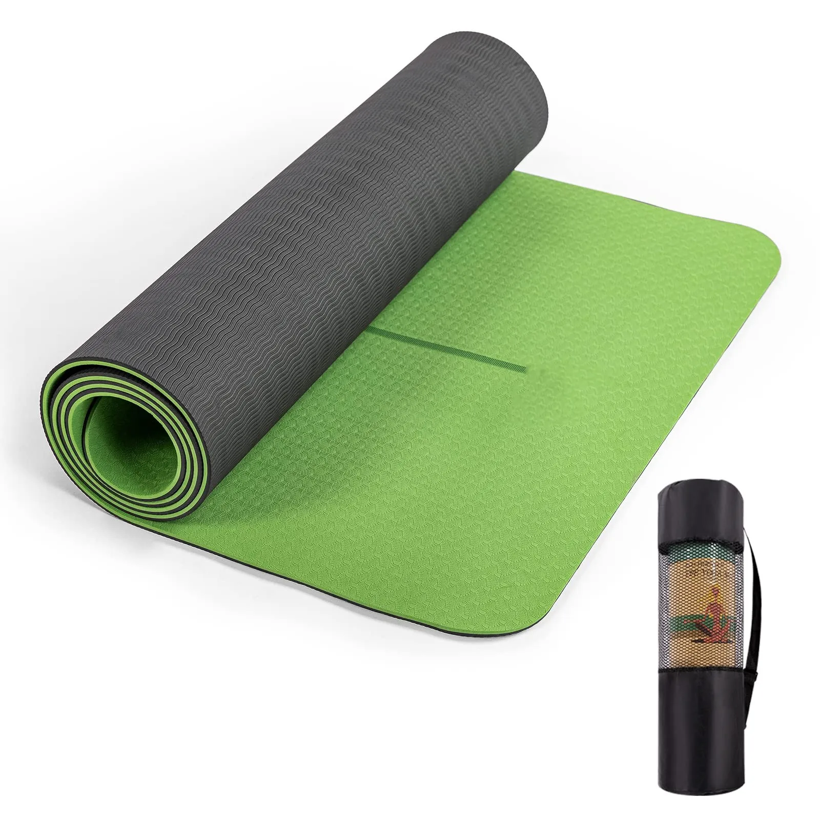 Yongsheng 6mm Thick TPE Yoga Mat Set - Eco-Friendly Non-Slip Mat for Home Gym Fitness | ISO Certified | YSLATEX
